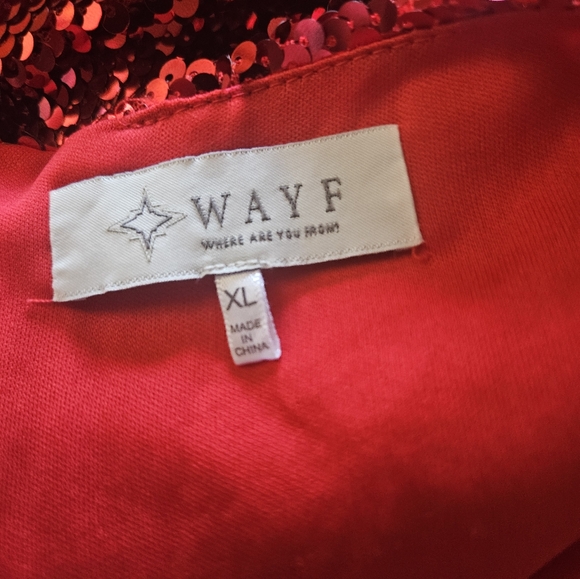 New Nordstrom Wayf Long Sleeve Christmas Red Sequin Cocktail Holiday Dress - Picture 9 of 9